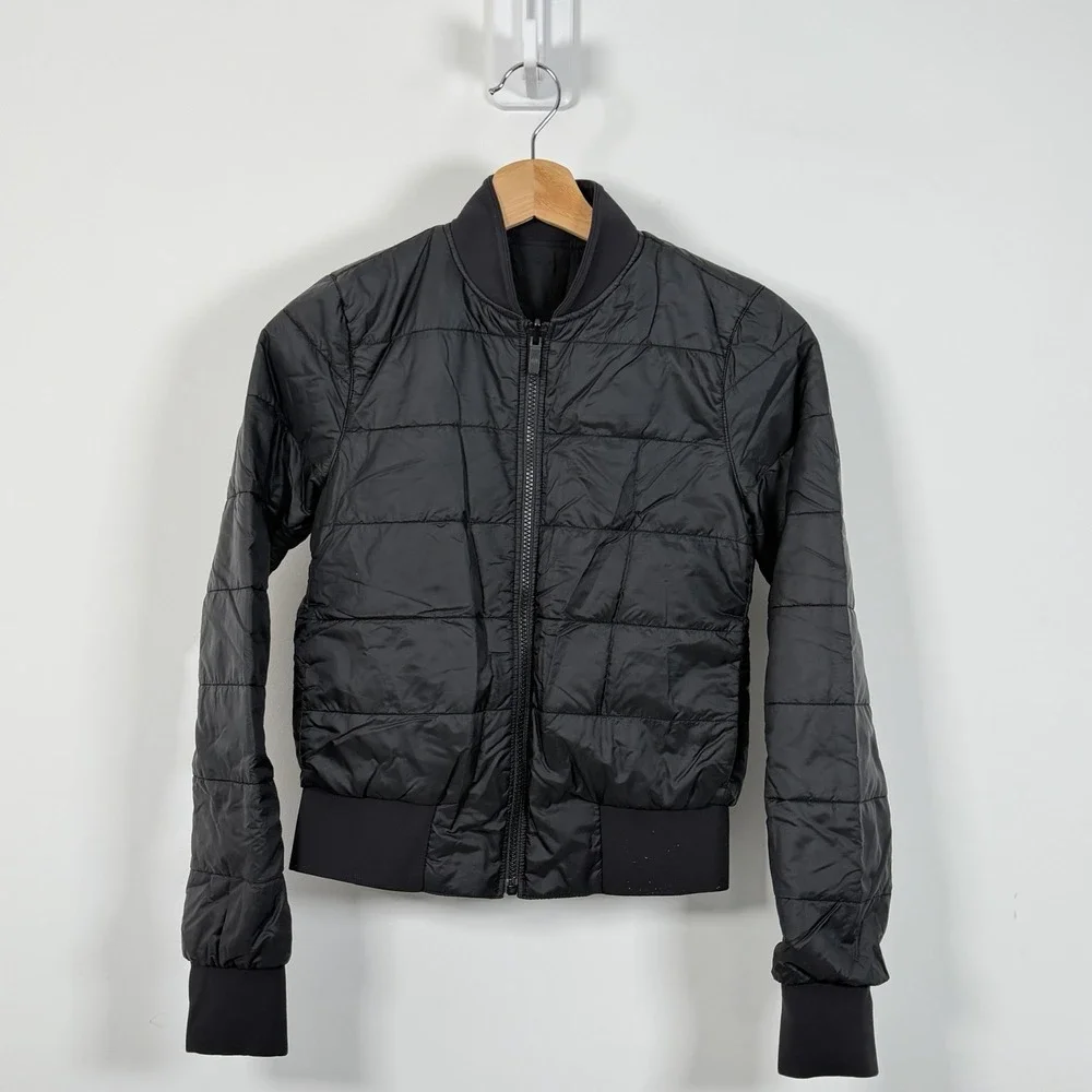 Lululemon Non Stop Bomber Reversible Jacket Womens 2 Black Lightweight LW4AEVS